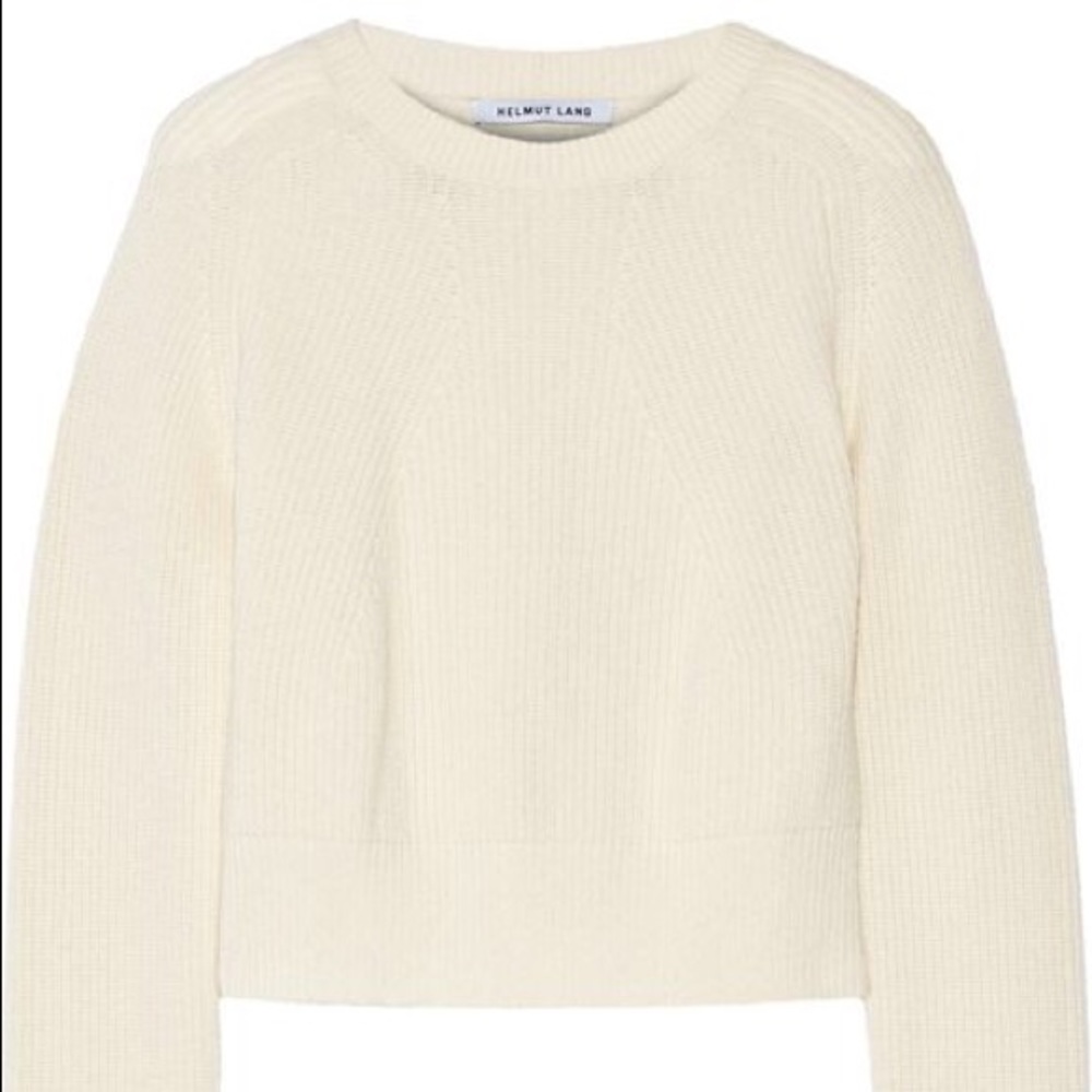 Helmet Lang cropped ribbed sweater (wool/cashmere)
